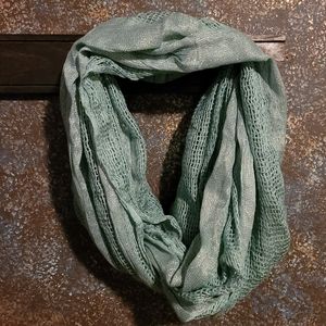 Infinity Scarf Soft Crochet Shimmer Green Metallic